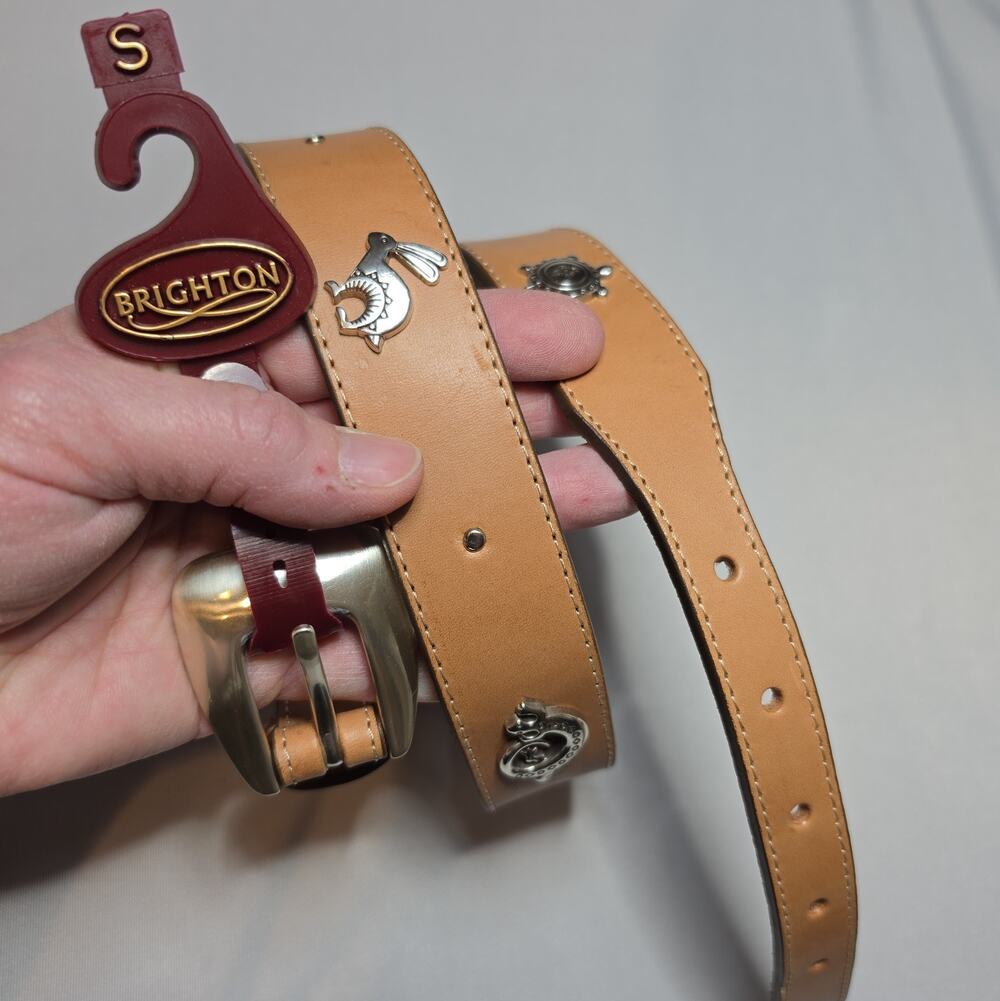Brighton Desert Friends Tan Leather Belt Womens Size Small NWT Made in USA Stud